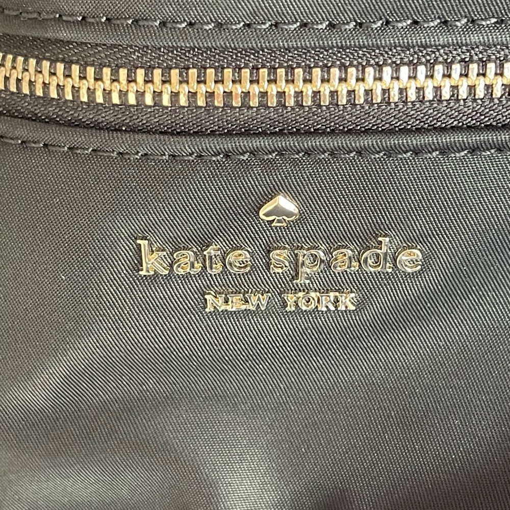 USED KATE SPADE NYLON CHELSEA BETTER BLACK BELT BAG FANNY LEATHER TRIM $249 - Picture 5 of 7